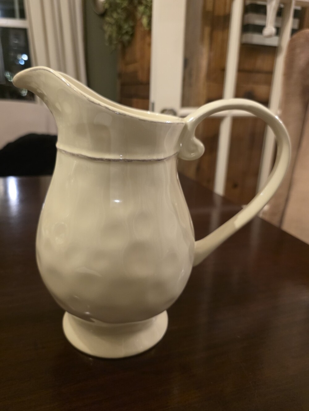 Pier 1 Martillo Creme Brulee Ceramic Pitcher with Subtle Textured Finish